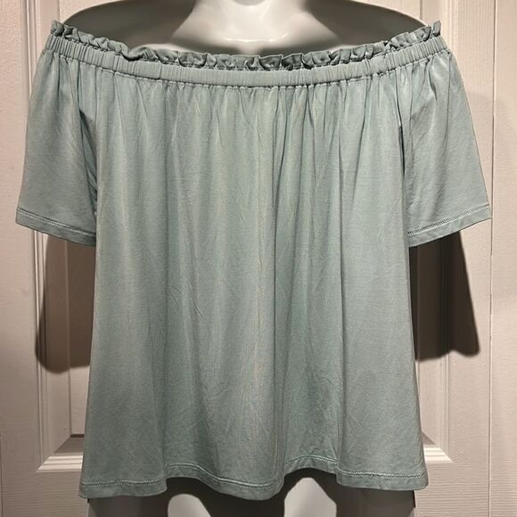 Wilfred Sartre Off‎ Shoulder Green Short Sleeve Top Size S - Picture 6 of 11
